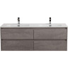 База под раковину подвесная BELBAGNO KRAFT-1400-4C-SO-2-CG с четырьмя выкатными ящиками для раковины с двумя чашами, Cemento Grigio, 1400x460x500