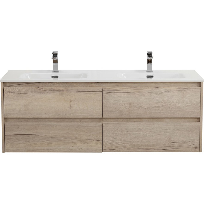 База под раковину подвесная BELBAGNO KRAFT-1200-4C-SO-2-RGB с четырьмя выкатными ящиками для раковины с двумя чашами, Rovere Galifax Bianco, 1200x460x500