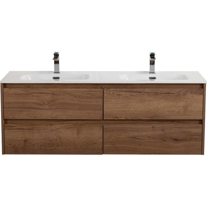 База под раковину подвесная BELBAGNO KRAFT-1200-4C-SO-2-RT с четырьмя выкатными ящиками для раковины с двумя чашами, Rovere Tabacco, 1200x460x500