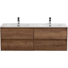 База под раковину подвесная BELBAGNO KRAFT-1200-4C-SO-2-RT с четырьмя выкатными ящиками для раковины с двумя чашами, Rovere Tabacco, 1200x460x500