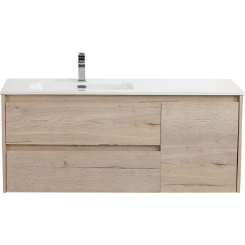 База под раковину подвесная BELBAGNO KRAFT-1200-2C-1A-SO-RGB-L с двумя выкатными ящиками и одной распашной дверцей, левосторонняя, RovereGalifaxBianco, 1200x460x500