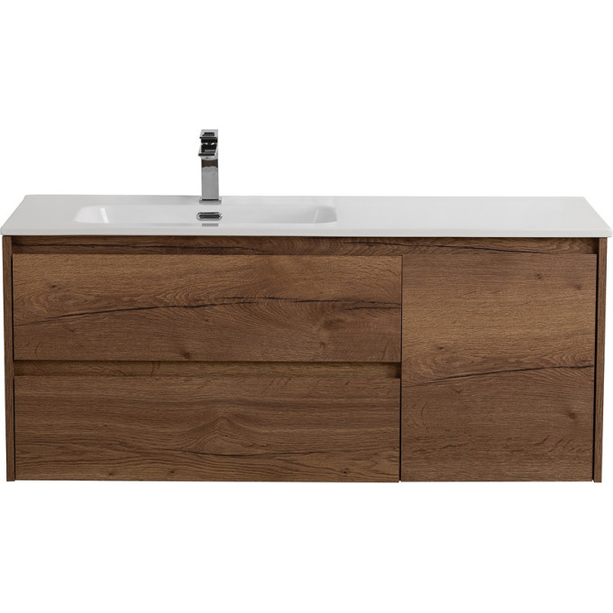 База под раковину подвесная BELBAGNO KRAFT-1200-2C-1A-SO-RT-L с двумя выкатными ящиками и одной распашной дверцей, левосторонняя, RovereTabacco, 1200x460x500