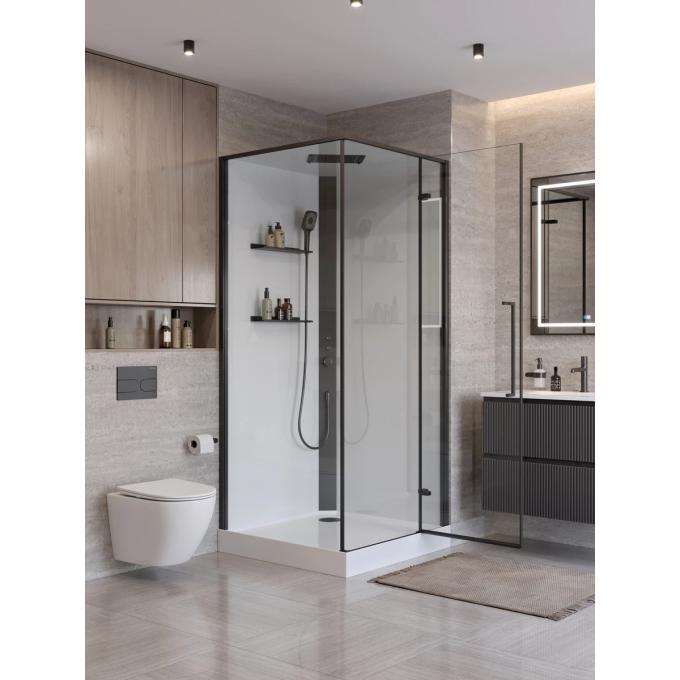 Душевая кабина BELBAGNO UNO UNO-CAB-A-1-90-C-NERO-Bi-TOP-R 90x90x212,5 см R