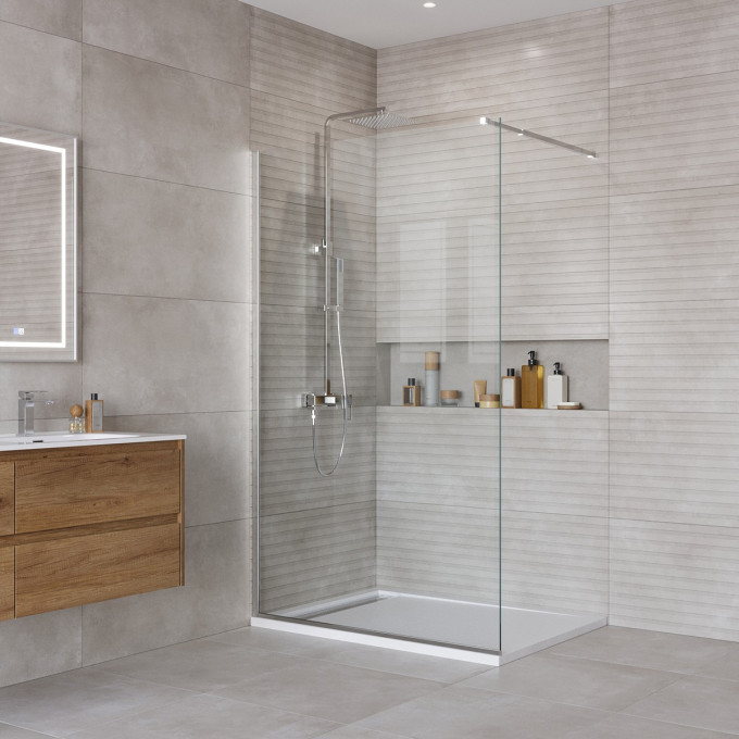Душевая перегородка BELBAGNO KRAFT-L-1-120-C-Cr с односторонним входом 1200x1950 мм