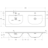 Керамическая раковина с двумя чашами BELBAGNO UNO BB-8099-120-2, 1210x460x170