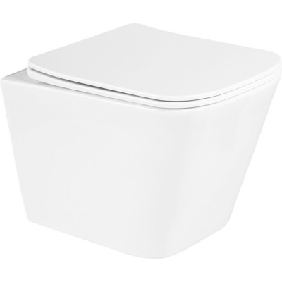 Подвесной безободковый унитаз с сиденьем микролифт BELBAGNO DUE BB3103CHR/SC