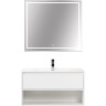Зеркало BELBAGNO KRAFT SPC-KRAFT-900-800-LED-TCH-WARM в алюминиевой раме со встроенным светильником, 900x32x800 мм