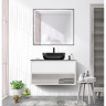 Зеркало BELBAGNO KRAFT SPC-KRAFT-900-800-LED-TCH-WARM-NERO в алюминиевой раме со встроенным светильником, 900x32x800 мм