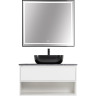 Зеркало BELBAGNO KRAFT SPC-KRAFT-900-800-LED-TCH-WARM-NERO в алюминиевой раме со встроенным светильником, 900x32x800 мм