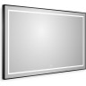Зеркало BELBAGNO SPC-KRAFT-1200-800-LED-TCH-WARM-NERO в алюминиевой раме со встроенным светильником, сенсорным выключателем и подогревом, 1200x32x800