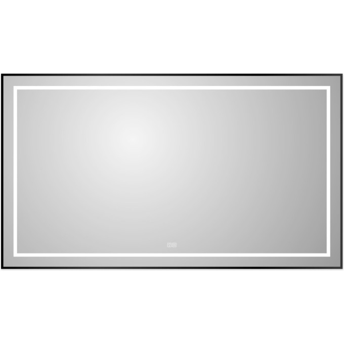 Зеркало BELBAGNO SPC-KRAFT-1400-800-LED-TCH-WARM-NERO в алюминиевой раме со встроенным светильником, сенсорным выключателем и подогревом, 1400x32x800