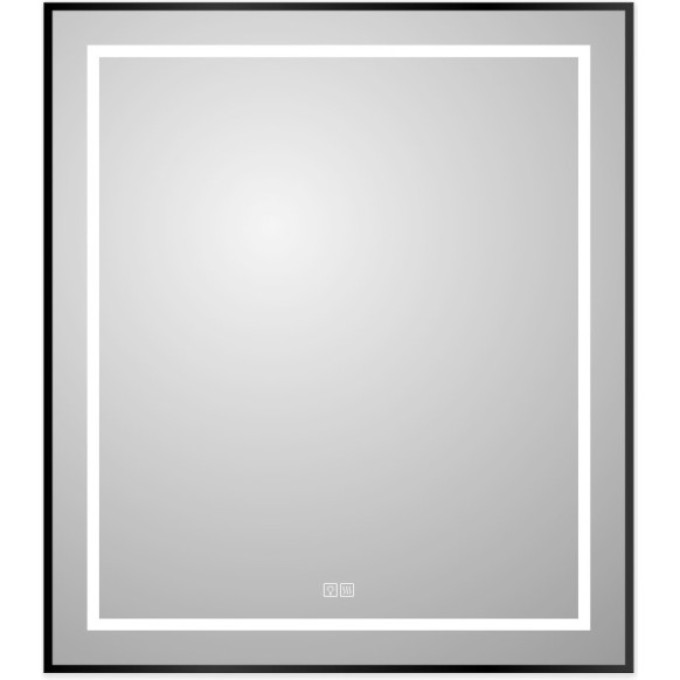 Зеркало BELBAGNO SPC-KRAFT-700-800-LED-TCH-WARM-NERO в алюминиевой раме со встроенным светильником, сенсорным выключателем и подогревом, 700x32x900
