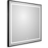 Зеркало BELBAGNO SPC-KRAFT-800-800-LED-TCH-WARM-NERO в алюминиевой раме со встроенным светильником, сенсорным выключателем и подогревом, 800x32x800